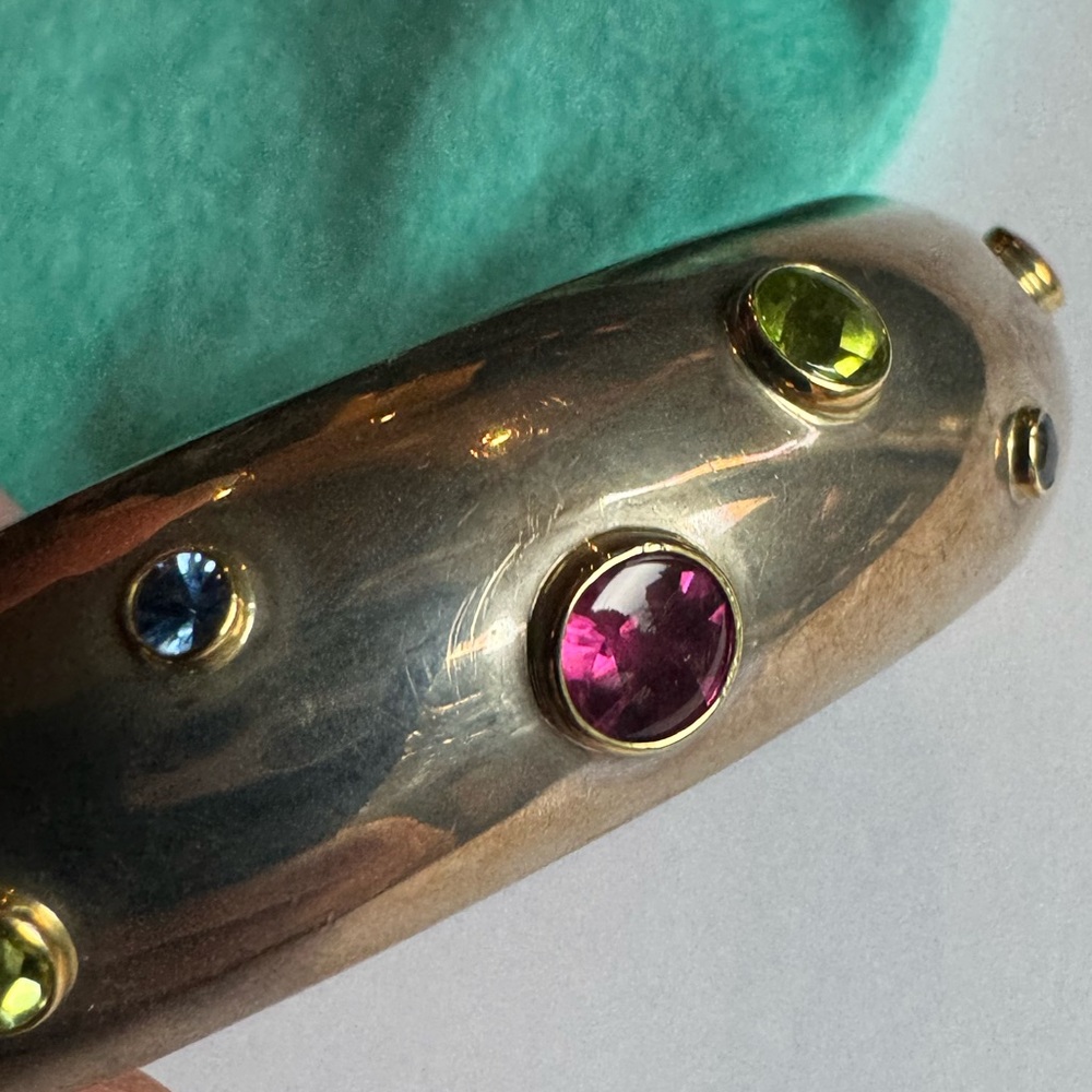 Tiffany & Co Sterling Silver and 18K Gold Multi-Gemstone Cuff 6" Wrist 85.6g - Picture 7 of 16